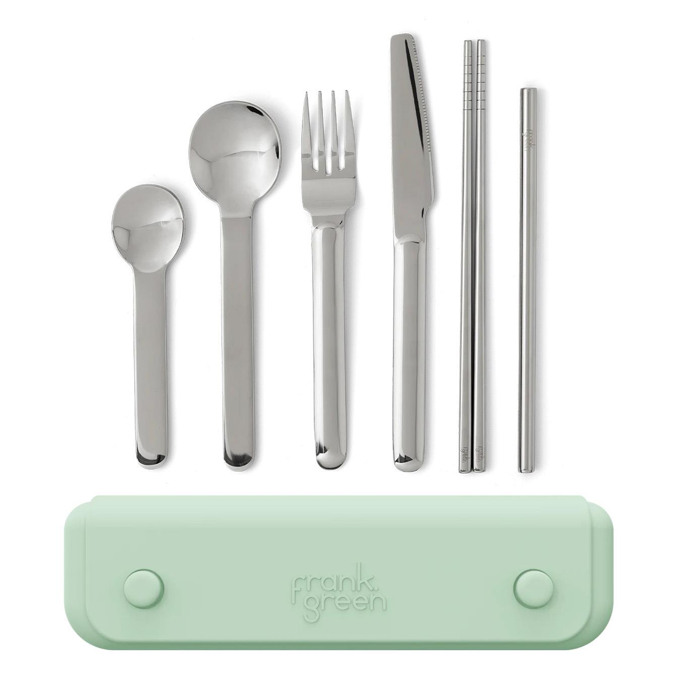 frank green 6 Piece Cutlery Set in Silicone Pouch Mint Gelato